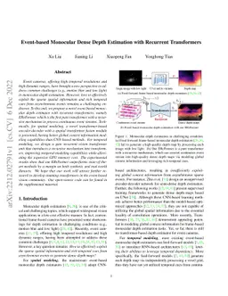 Event-based Monocular Dense Depth Estimation with Recurrent Transformers