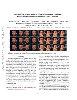Diffusion Video Autoencoders: Toward Temporally Consistent Face Video
  Editing via Disentangled Video Encoding