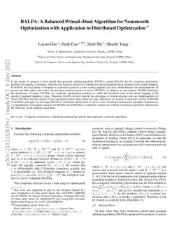 BALPA: A Balanced Primal-Dual Algorithm for Nonsmooth Optimization with
  Application to Distributed Optimization