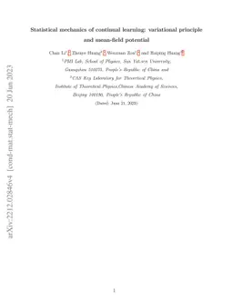 Statistical mechanics of continual learning: variational principle and
  mean-field potential