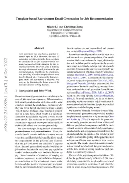 Template-based Recruitment Email Generation For Job Recommendation