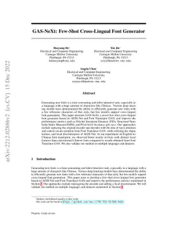 GAS-NeXt: Few-Shot Cross-Lingual Font Generator
