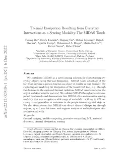 Thermal Dissipation Resulting from Everyday Interactions as a Sensing
  Modality -- The MIDAS Touch