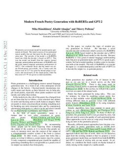 Modern French Poetry Generation with RoBERTa and GPT-2