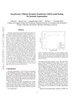 IncepFormer: Efficient Inception Transformer with Pyramid Pooling for
  Semantic Segmentation