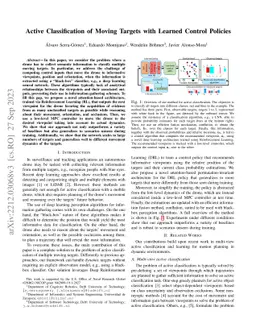 Active Classification of Moving Targets with Learned Control Policies