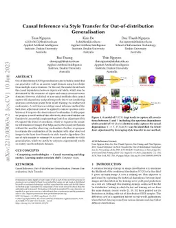Causal Inference via Style Transfer for Out-of-distribution
  Generalisation