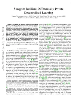 Straggler-Resilient Differentially-Private Decentralized Learning