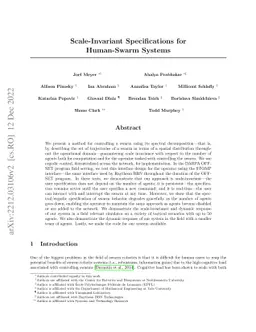 Scale-Invariant Specifications for Human-Swarm Systems