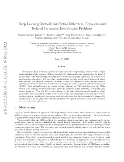 Deep Learning Methods for Partial Differential Equations and Related
  Parameter Identification Problems
