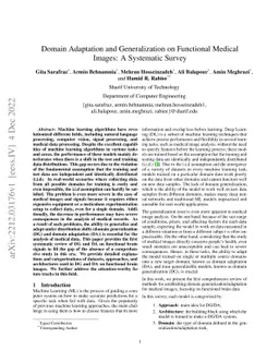 Domain Adaptation and Generalization on Functional Medical Images: A
  Systematic Survey