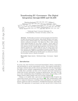 Transforming EU Governance: The Digital Integration through EBSI and
  GLASS
