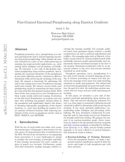 Fine-Grained Emotional Paraphrasing along Emotion Gradients