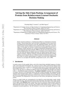 Solving the Side-Chain Packing Arrangement of Proteins from
  Reinforcement Learned Stochastic Decision Making