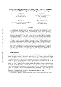 Pre-trained Encoders in Self-Supervised Learning Improve Secure and
  Privacy-preserving Supervised Learning