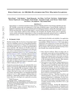 Edge Impulse: An MLOps Platform for Tiny Machine Learning