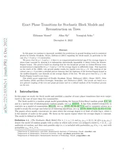 Exact Phase Transitions for Stochastic Block Models and Reconstruction
  on Trees
