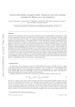 General multi-fidelity surrogate models: Framework and active learning
  strategies for efficient rare event simulation