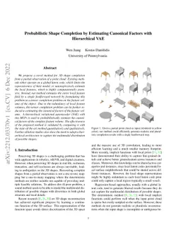 Probabilistic Shape Completion by Estimating Canonical Factors with
  Hierarchical VAE