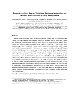 DroneAttention: Sparse Weighted Temporal Attention for Drone-Camera
  Based Activity Recognition