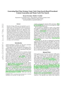 Generating Real-Time Strategy Game Units Using Search-Based Procedural
  Content Generation and Monte Carlo Tree Search