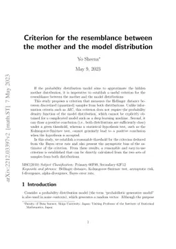 Criterion for the resemblance between the mother and the model
  distribution