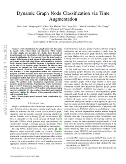 Dynamic Graph Node Classification via Time Augmentation