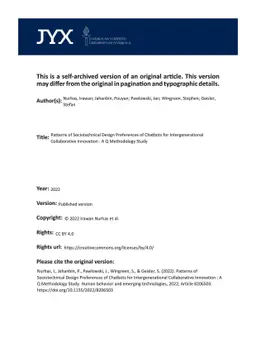 Patterns of Sociotechnical Design Preferences of Chatbots for
  Intergenerational Collaborative Innovation : A Q Methodology Study