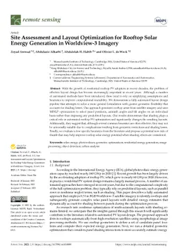 Site Assessment and Layout Optimization for Rooftop Solar Energy
  Generation in Worldview-3 Imagery