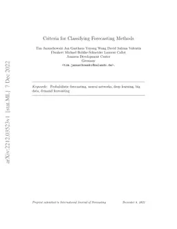 Criteria for Classifying Forecasting Methods
