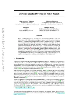 Curiosity creates Diversity in Policy Search