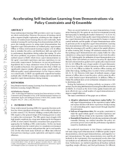Accelerating Self-Imitation Learning from Demonstrations via Policy
  Constraints and Q-Ensemble