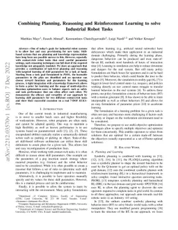Combining Planning, Reasoning and Reinforcement Learning to solve
  Industrial Robot Tasks