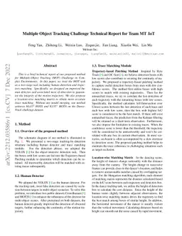 Multiple Object Tracking Challenge Technical Report for Team MT_IoT