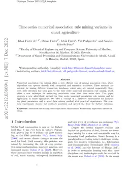 Time series numerical association rule mining variants in smart
  agriculture