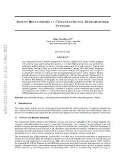 Intent Recognition in Conversational Recommender Systems
