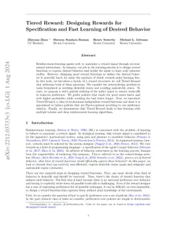 Tiered Reward Functions: Specifying and Fast Learning of Desired
  Behavior