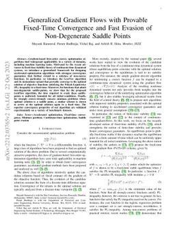 Generalized Gradient Flows with Provable Fixed-Time Convergence and Fast
  Evasion of Non-Degenerate Saddle Points
