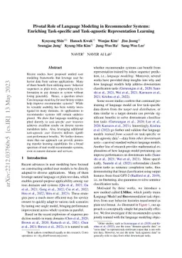 Pivotal Role of Language Modeling in Recommender Systems: Enriching
  Task-specific and Task-agnostic Representation Learning