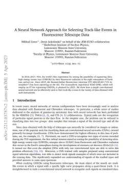 A Neural Network Approach for Selecting Track-like Events in
  Fluorescence Telescope Data