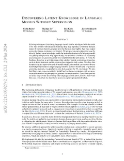 Discovering Latent Knowledge in Language Models Without Supervision