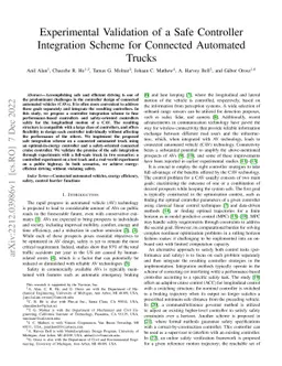 Experimental Validation of a Safe Controller Integration Scheme for
  Connected Automated Trucks