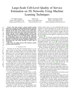 Large-Scale Cell-Level Quality of Service Estimation on 5G Networks
  Using Machine Learning Techniques