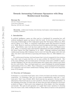 Towards automating Codenames spymasters with deep reinforcement learning