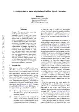 Leveraging World Knowledge in Implicit Hate Speech Detection