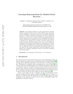 Learning Representations for Masked Facial Recovery