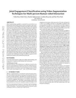Joint Engagement Classification using Video Augmentation Techniques for
  Multi-person Human-robot Interaction