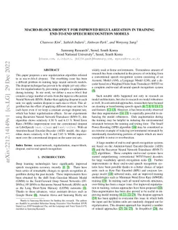 Macro-block dropout for improved regularization in training end-to-end
  speech recognition models