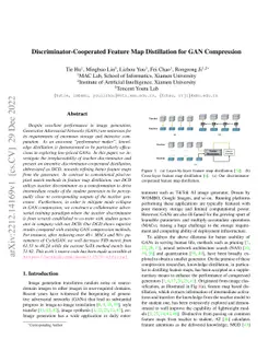 Discriminator-Cooperated Feature Map Distillation for GAN Compression