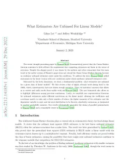 What Estimators Are Unbiased For Linear Models?